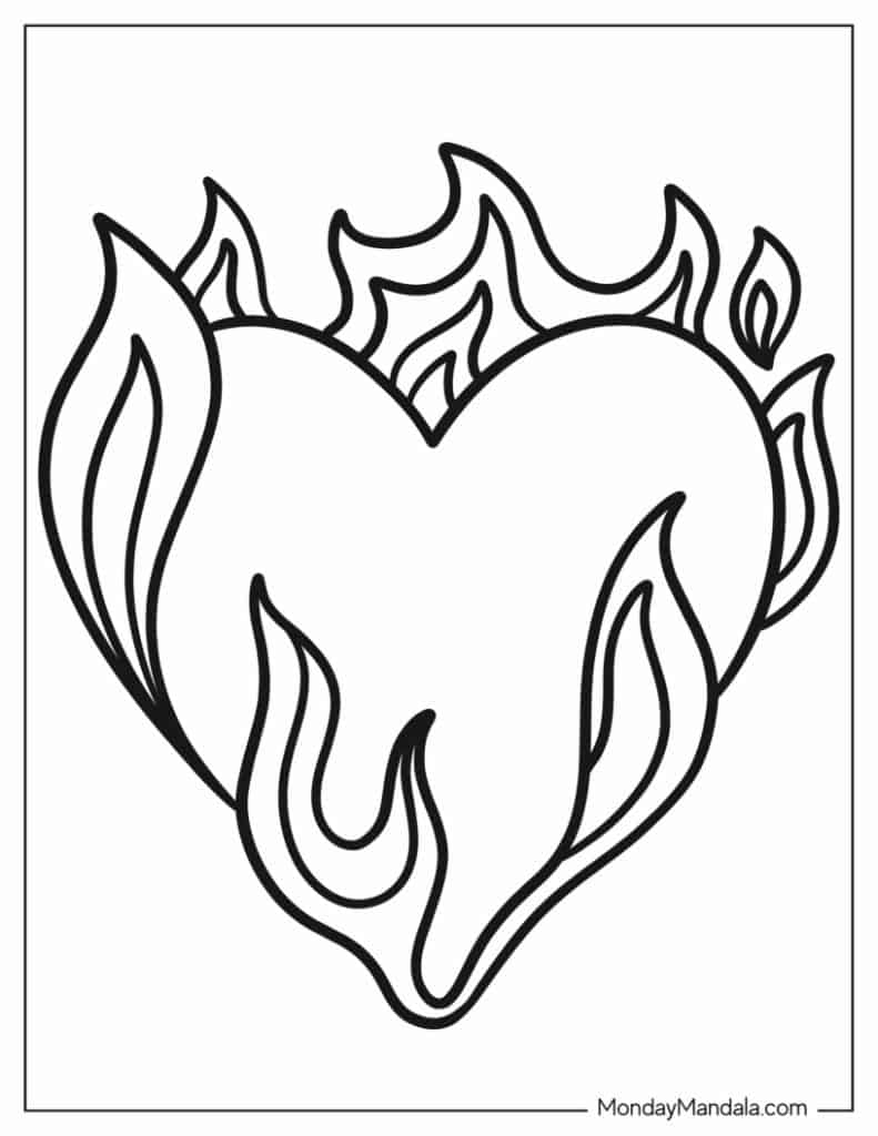 Heart coloring pages free pdf printables