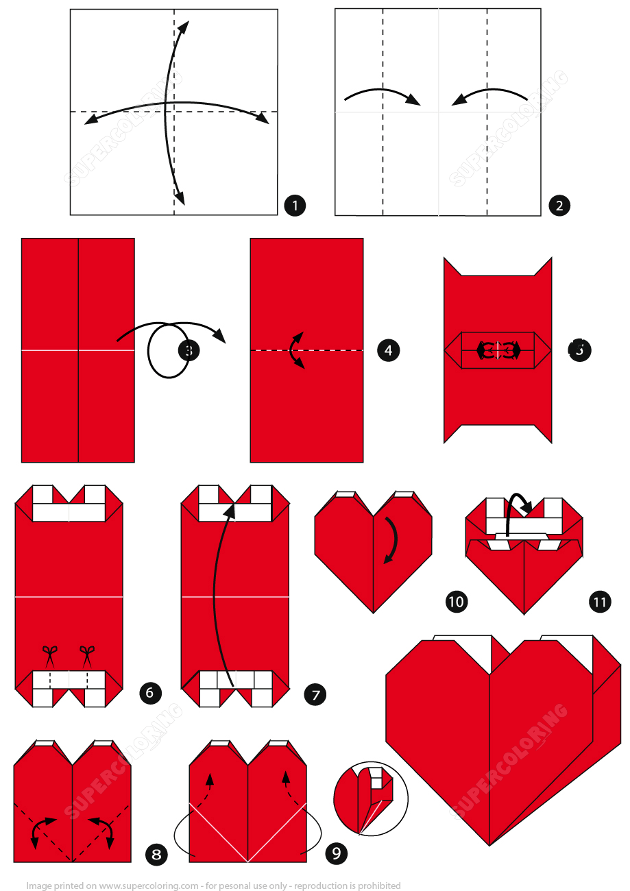 Origami heart pocket instructions free printable papercraft templates