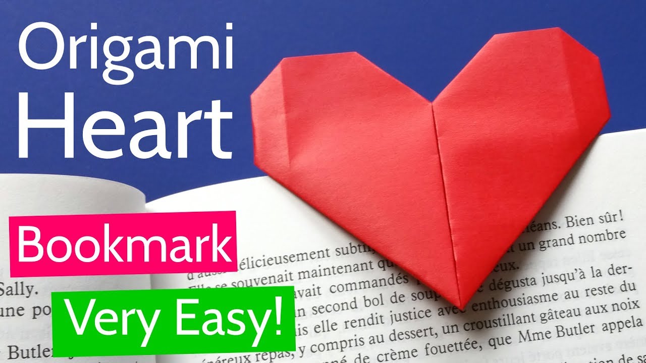 Very easy origami heart bookmark tutorial â diy paper heart for valentines day