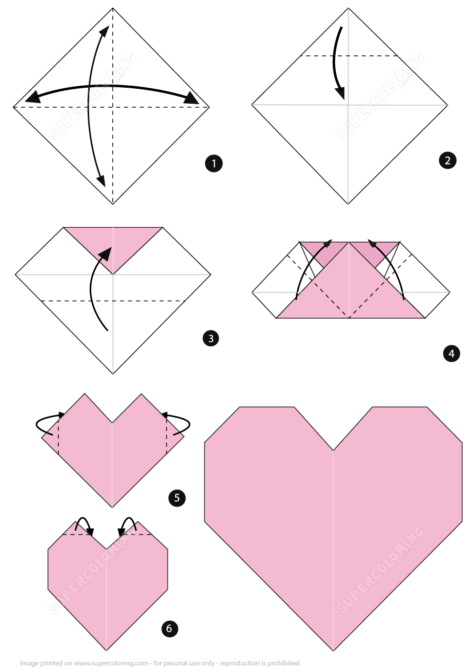 Origami heart instructions free printable papercraft templates