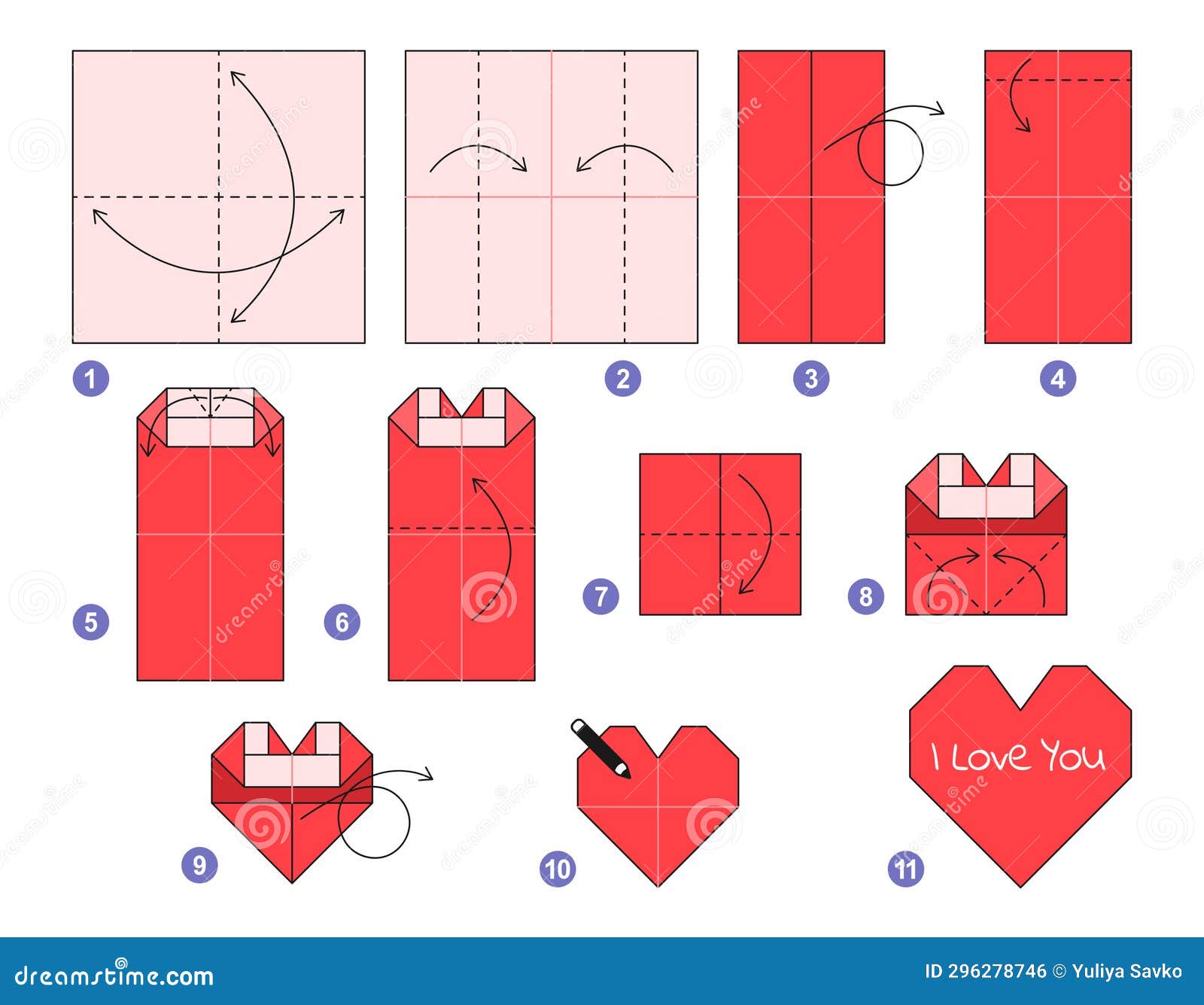 Heart origami instructions stock illustrations â heart origami instructions stock illustrations vectors clipart