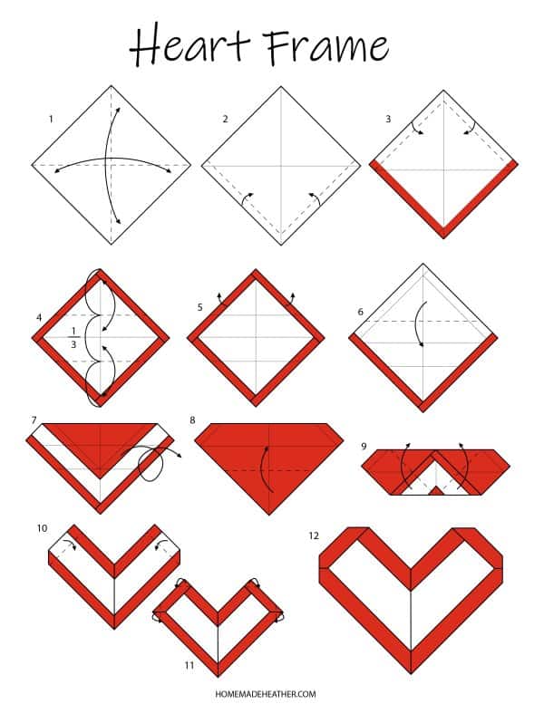 Easy origami heart printables homemade heather