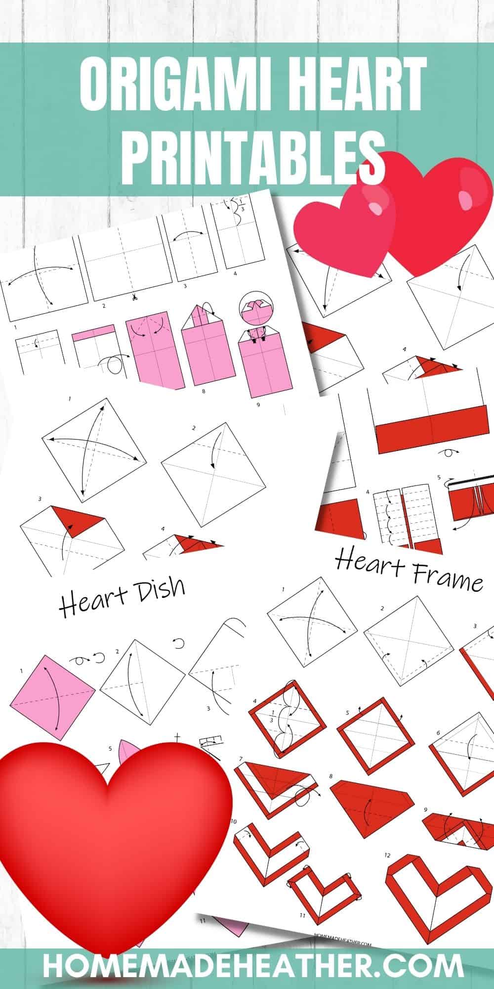 Easy origami heart printables homemade heather