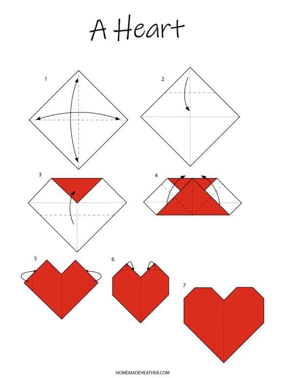 Easy origami heart printables homemade heather