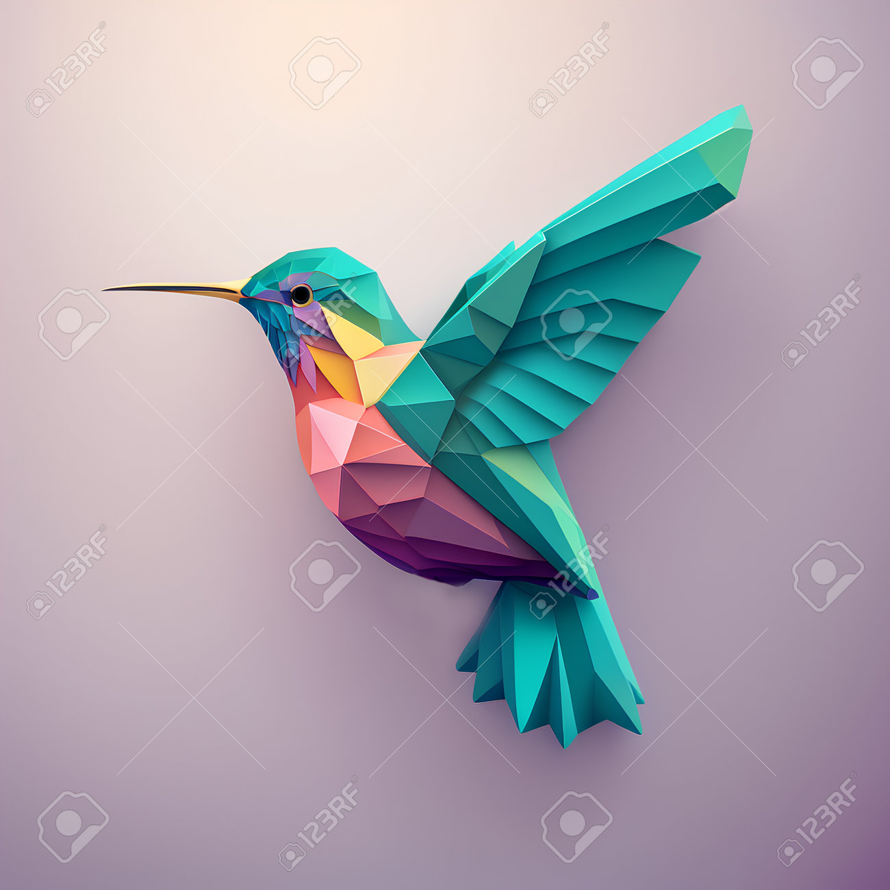 Origami hummingbird in low poly style vector illustration free image and photograph