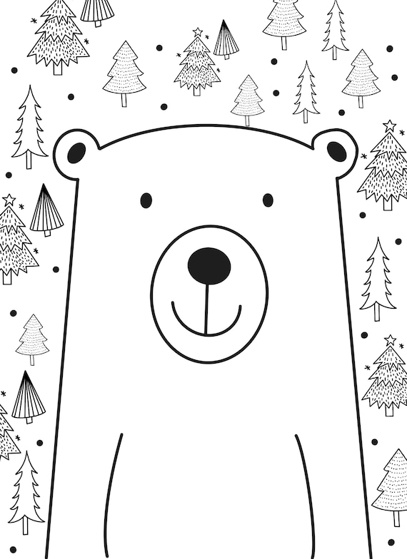 Snowbear coloring page printable coloring page downloadable page printable activities winter coloring winter downloads