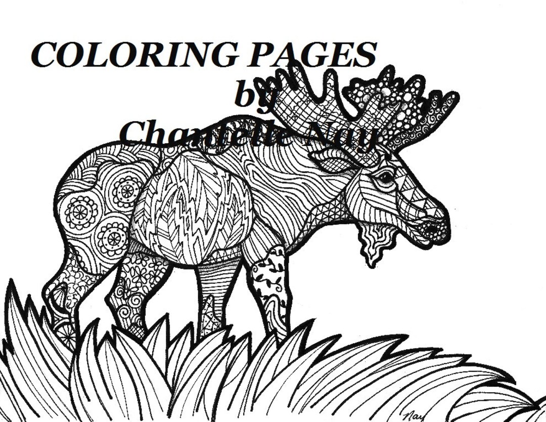 Moose coloring page adult coloring picture animals wildlife zentangle advanced coloring printable coloring pages download now