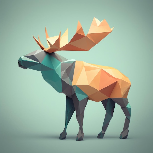 Premium ai image minimalist origami moose position