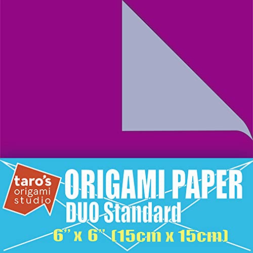 Taros origami studio duo purplelight purple diffrent colors on each side double sided standard inch cm kami paper with color change patterns sheets made in japan