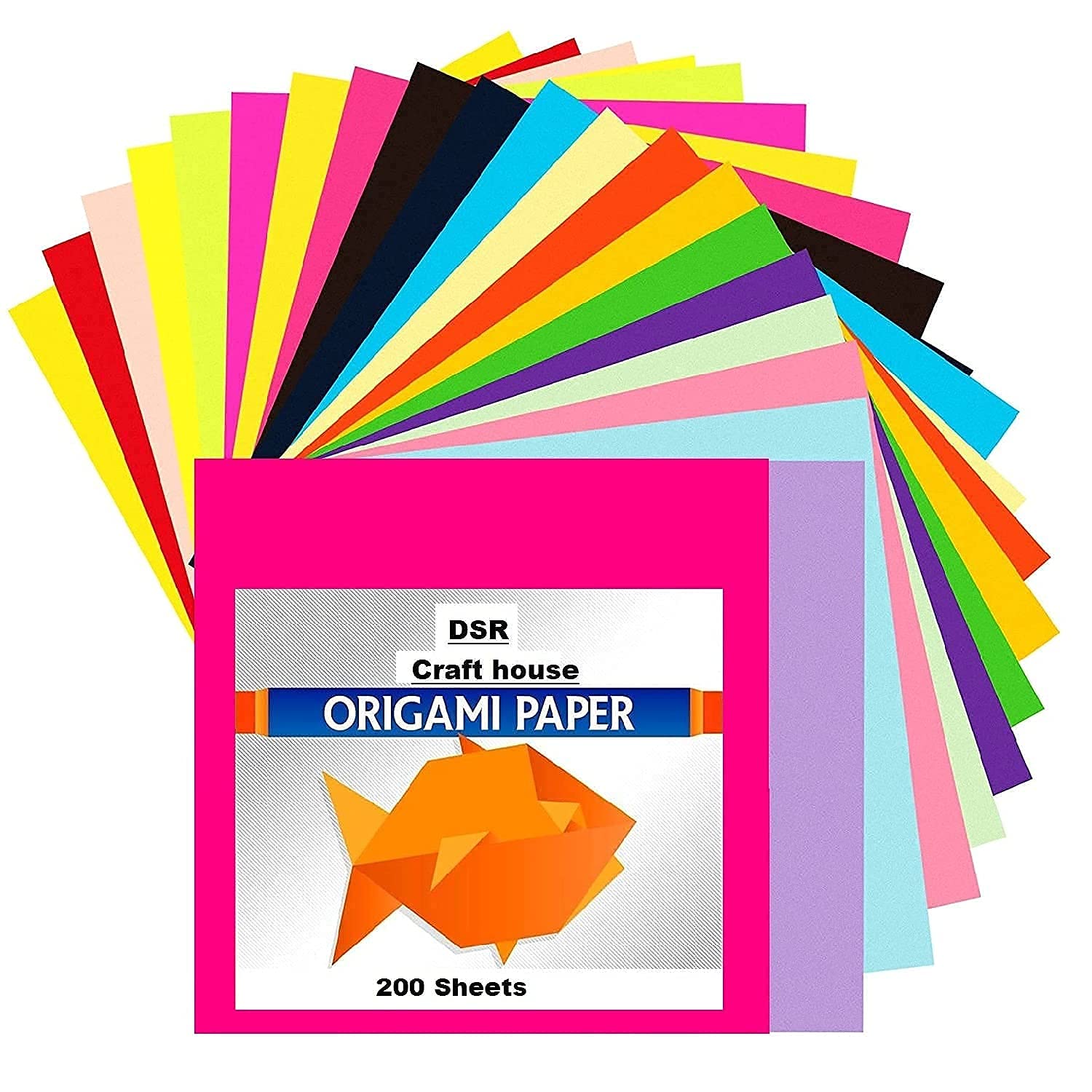 Eclet neon origami paper cm x cm pack of sheets sheet x color fluorescent color both side coloured for origami scrapbookg project work home kitchen