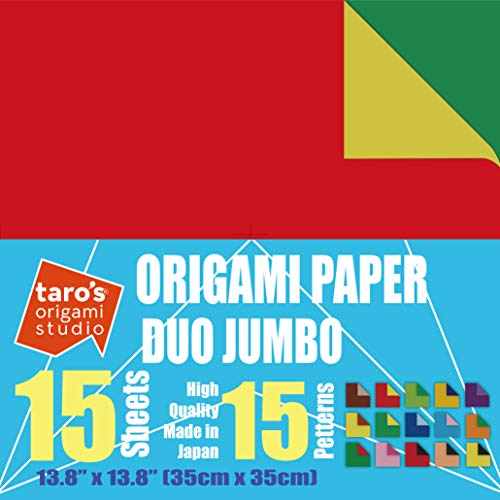 Taros origami studio jumbo duo diffrent colors on each side double sided standard inch cm kami paper with color change patterns sheets made in japan