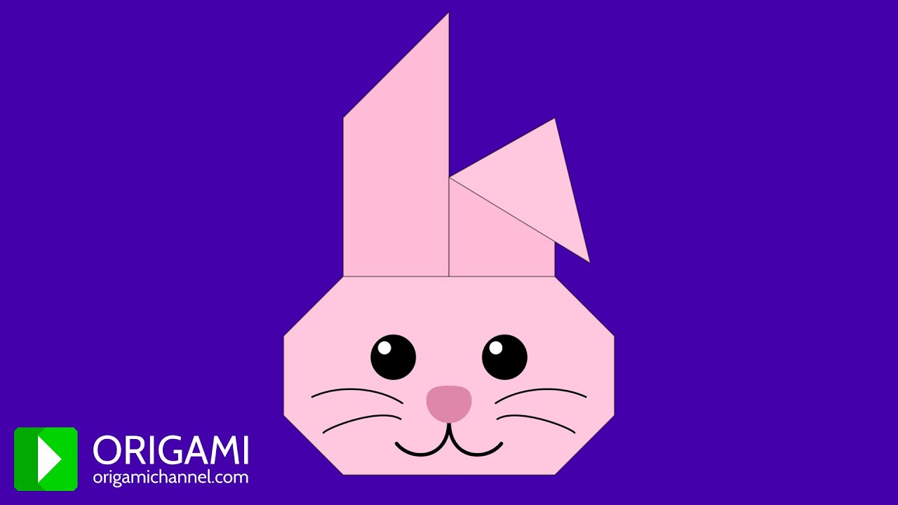 How to make an origami bunny face origami rabbit head ð easy d animated tutorial k