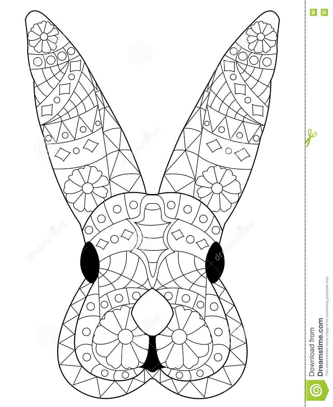 Rabbit head coloring vector for adults stock vector