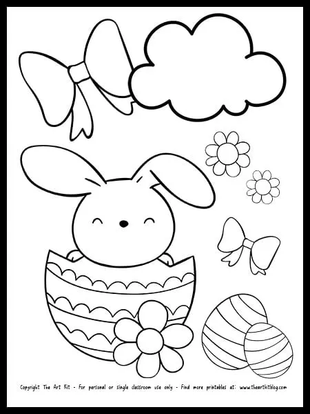 Cute bunny in an egg coloring page free printable â the art kit