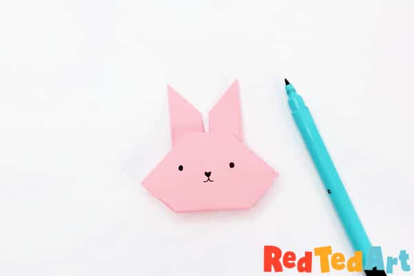 Bunny rabbit face origami for preschool on lunar new year