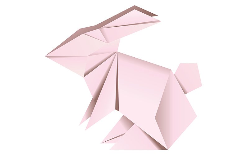 Pink origami rabbit