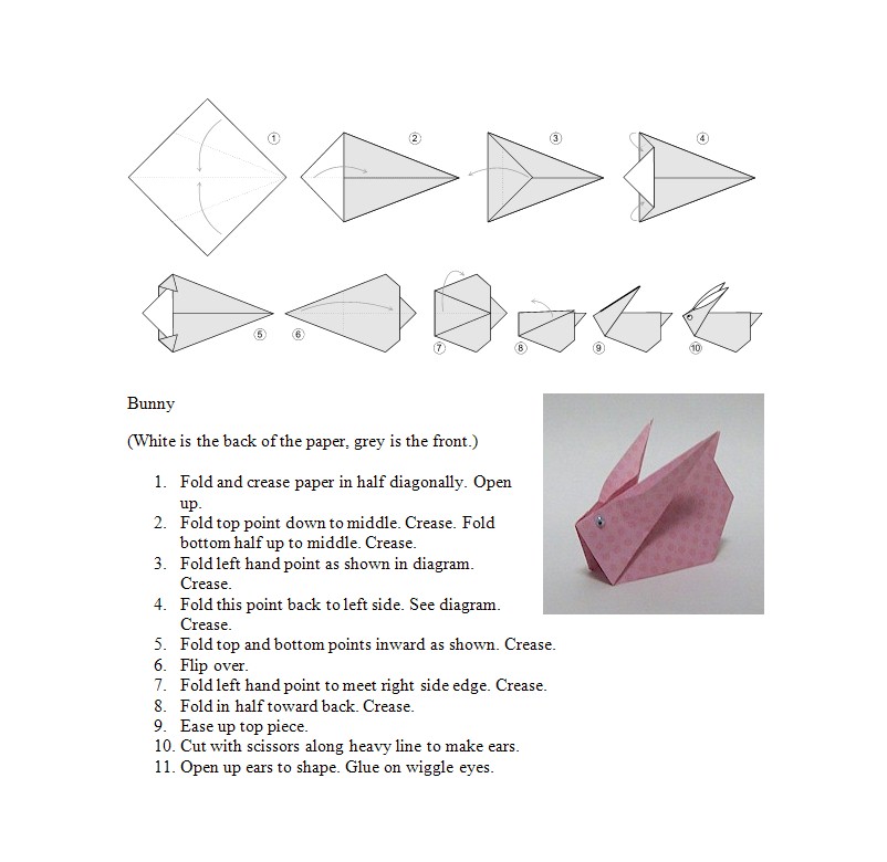 Origami bunny craft