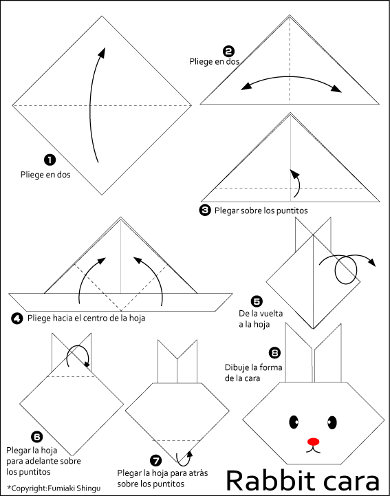 Origami rabbit face
