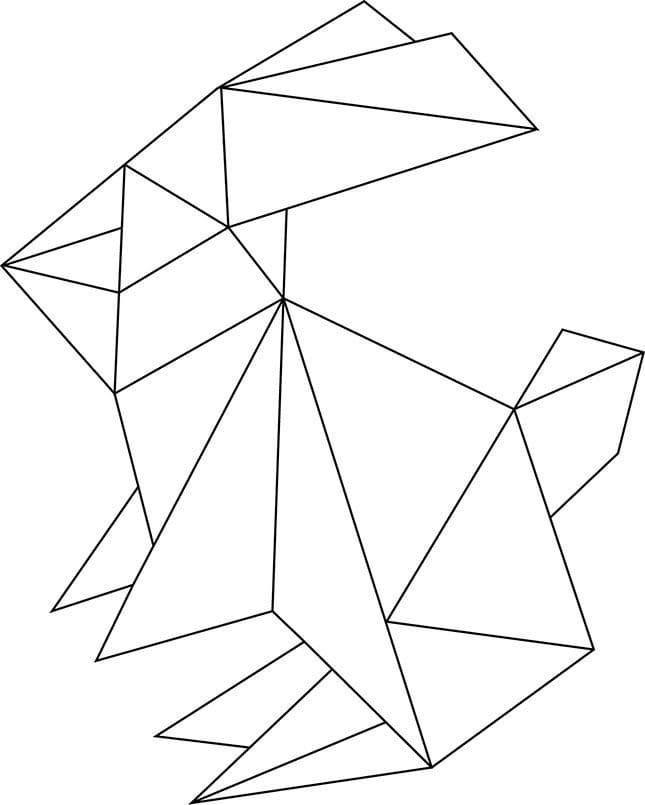 Origami rabbit coloring page