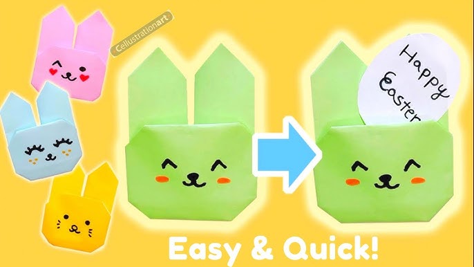 How to make an origami bunny face origami rabbit head ð easy d animated tutorial k