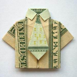 Money origami shirt and tie folding instructions