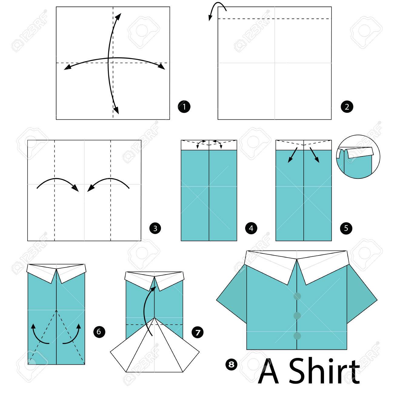 Step by step instructions how to make origami a shirt royalty free svg cliparts vectors and stock illustration image