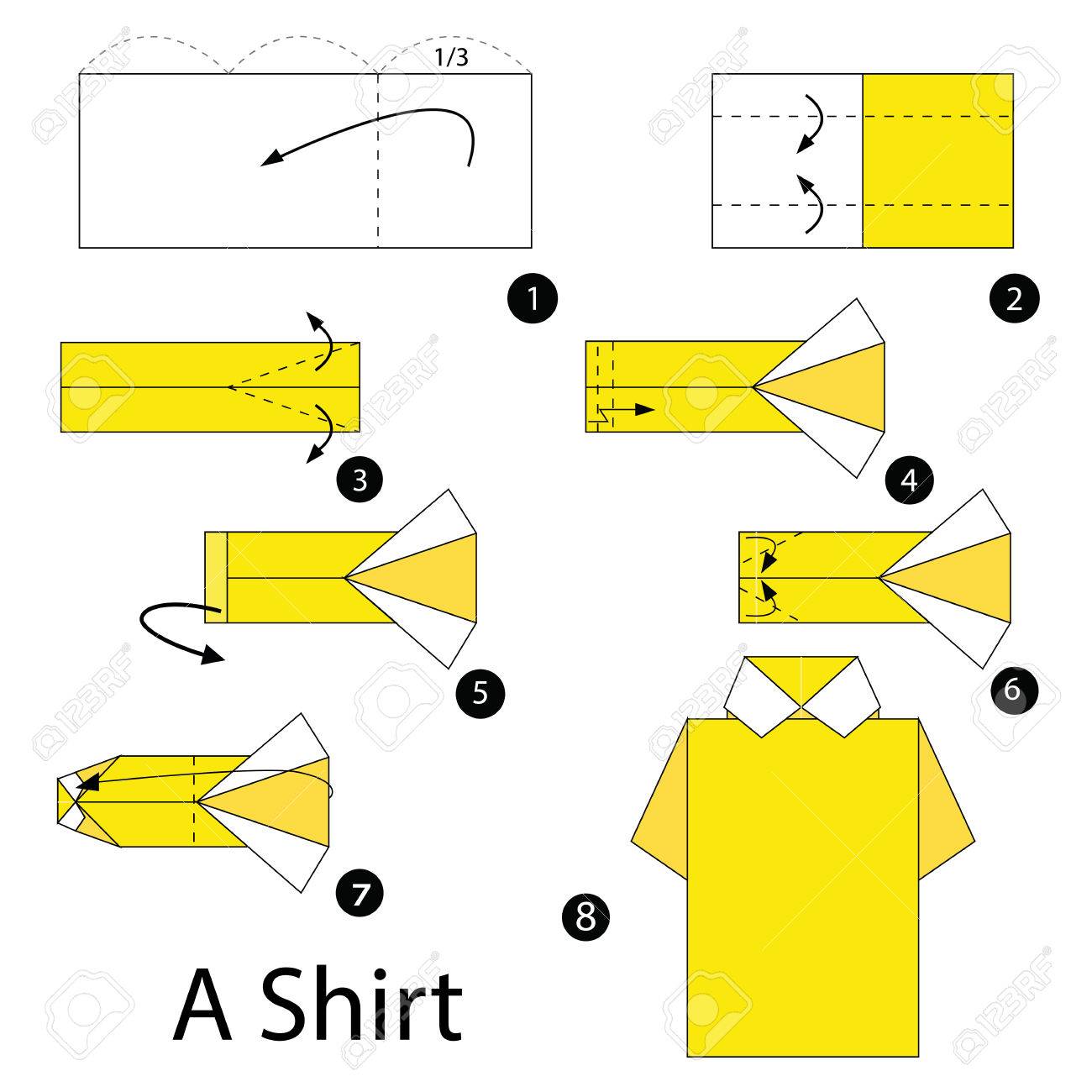 Step by step instructions how to make origami a shirt royalty free svg cliparts vectors and stock illustration image