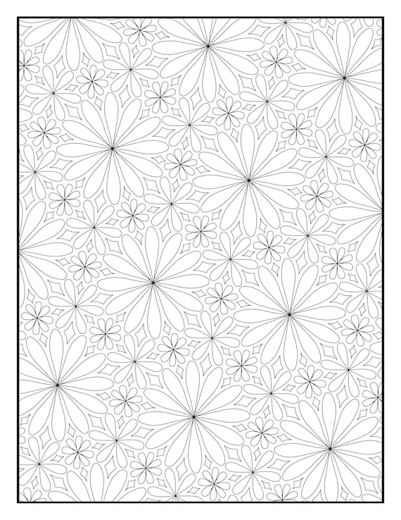 Coloring page geometric floral repeating pattern printable