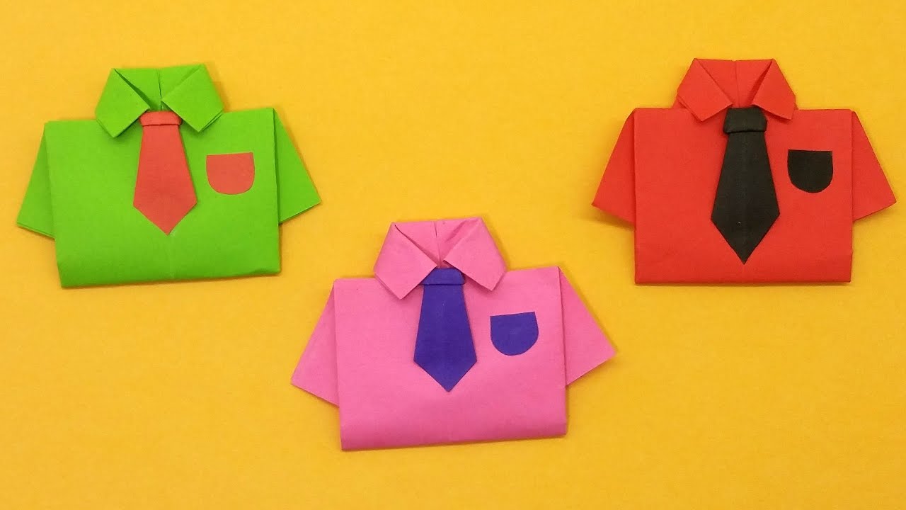 Paper shirt making with color paper how to make paper shirt diy origami paper crafts