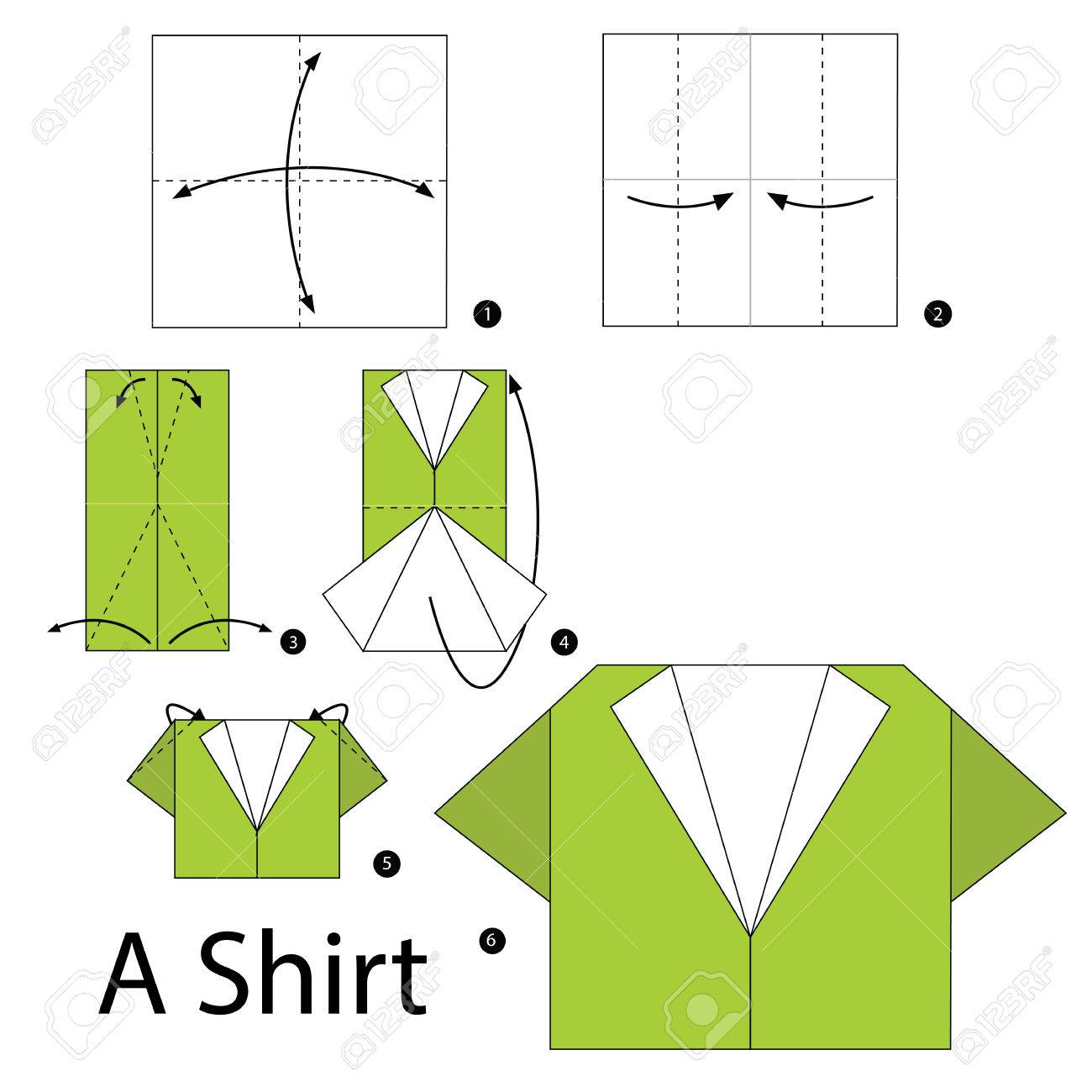 Step by step instructions how to make origami a shirt royalty free svg cliparts vectors and stock illustration image
