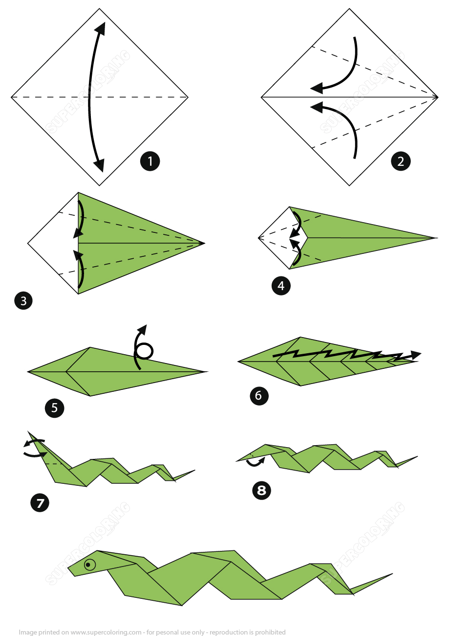 How to make an origami snake step by step instructions free printable papercraft templates