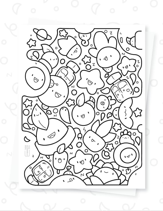 Printable doodle coloring page for kids and adults