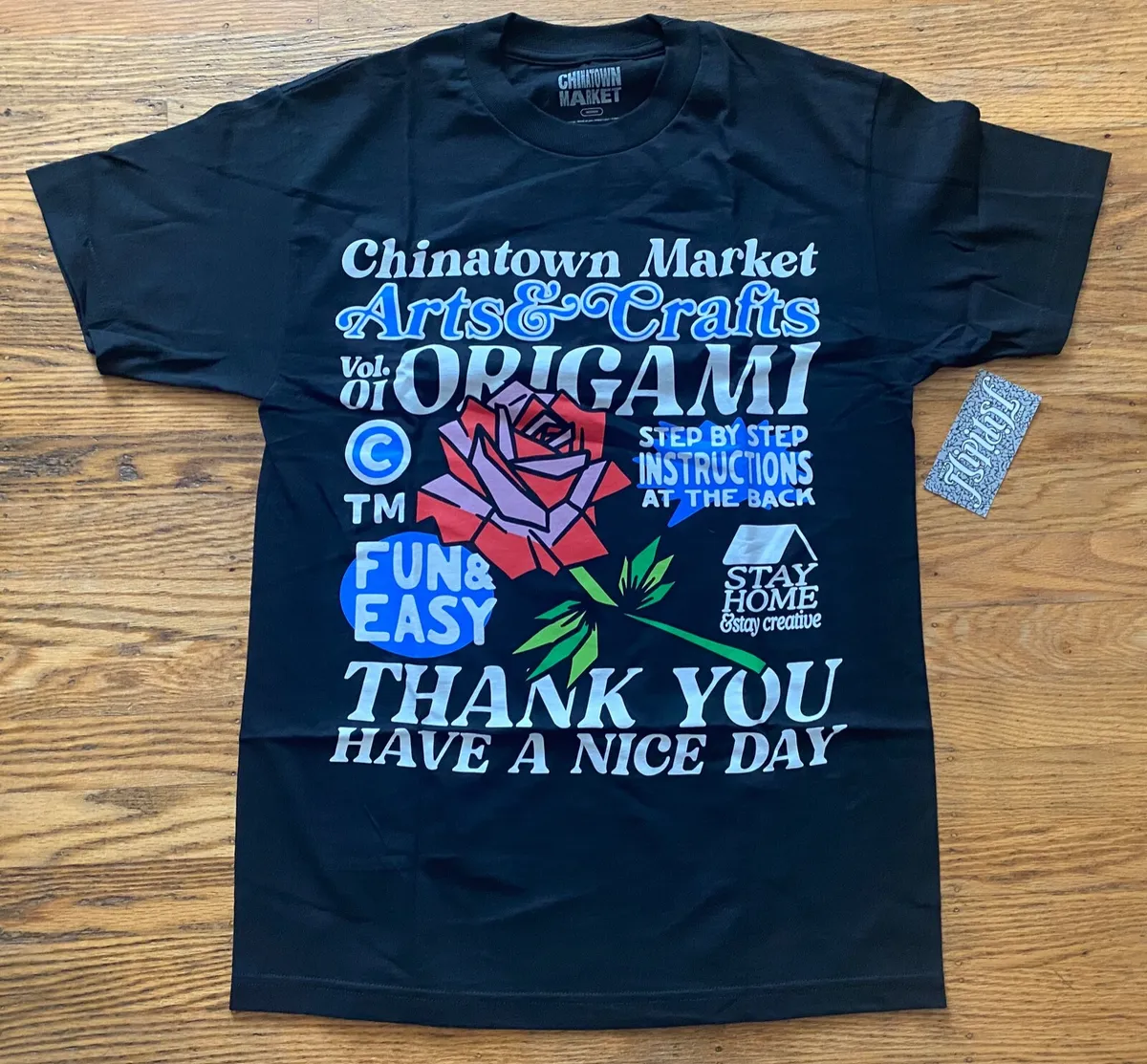 New sample chinatown market arts craft origami black shirt secret club sz m