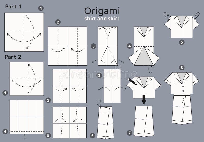 Step step instructions how to make origami shirt stock illustrations â step step instructions how to make origami shirt stock illustrations vectors clipart
