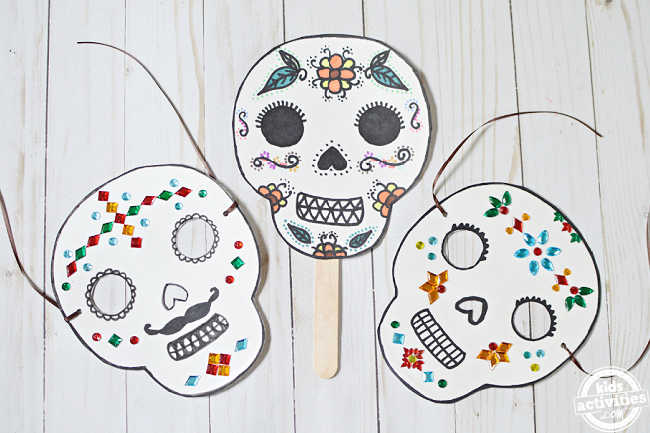 Beautiful day of the dead mask craft with printable template kids activities blog