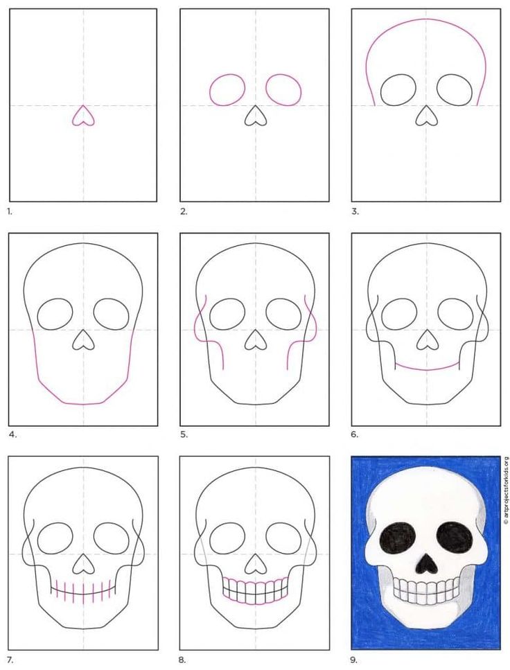 Easy how to draw a skull tutorial and skull coloring page skulls drawing skull drawing easy skull drawings