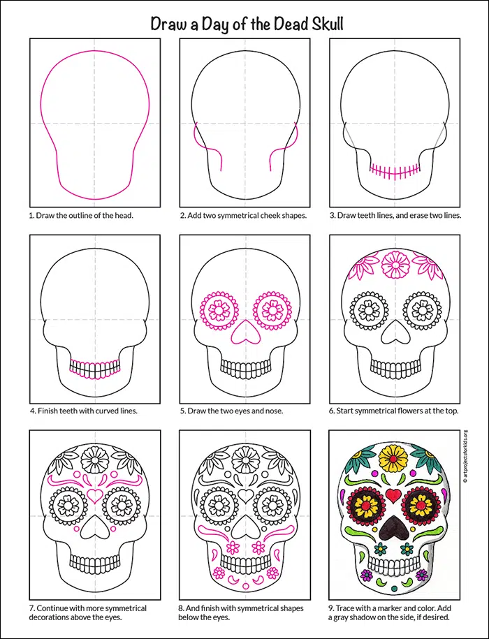 Skull with Flowers - Printable Coloring Page