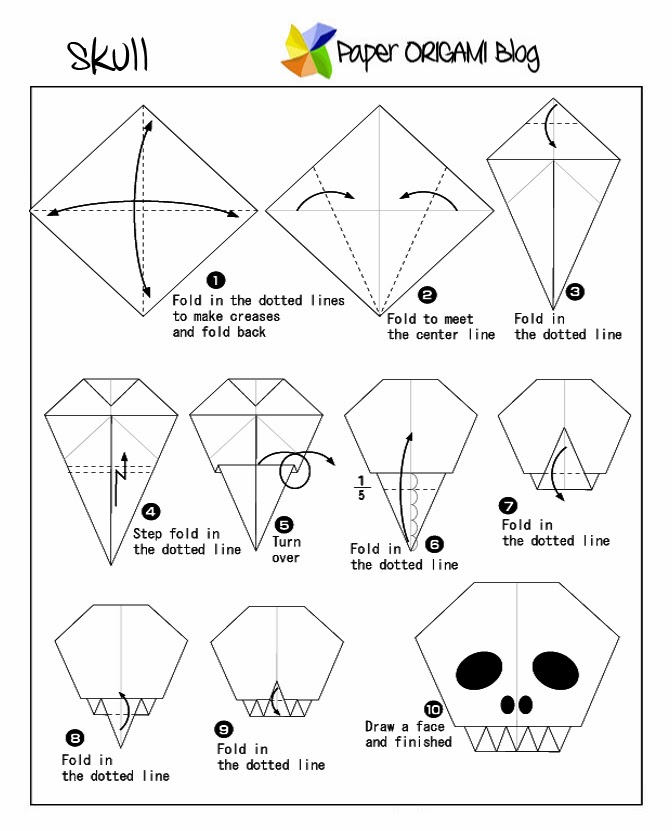 Halloween origami a skull paper origami guide