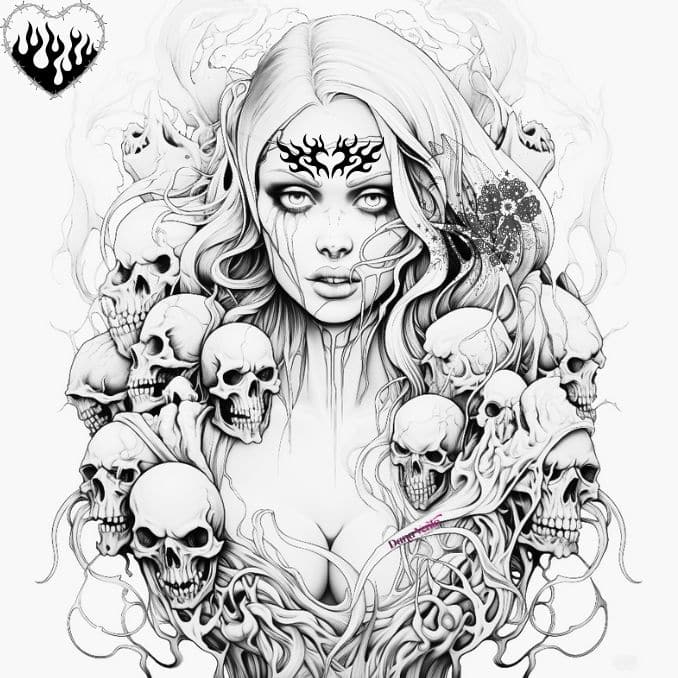 Free tattoo horror coloring pages try dark artistry