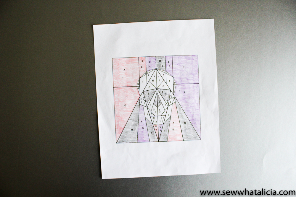 Skull quilt block paper piecing pattern