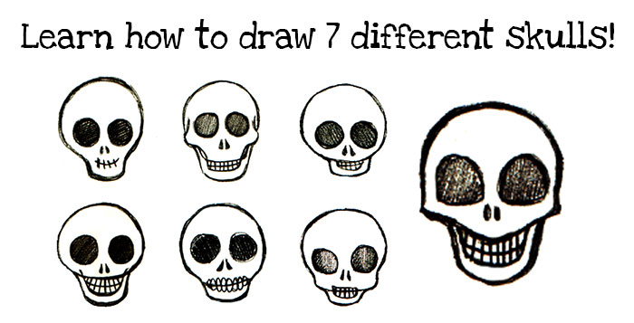 How to draw skulls easy step