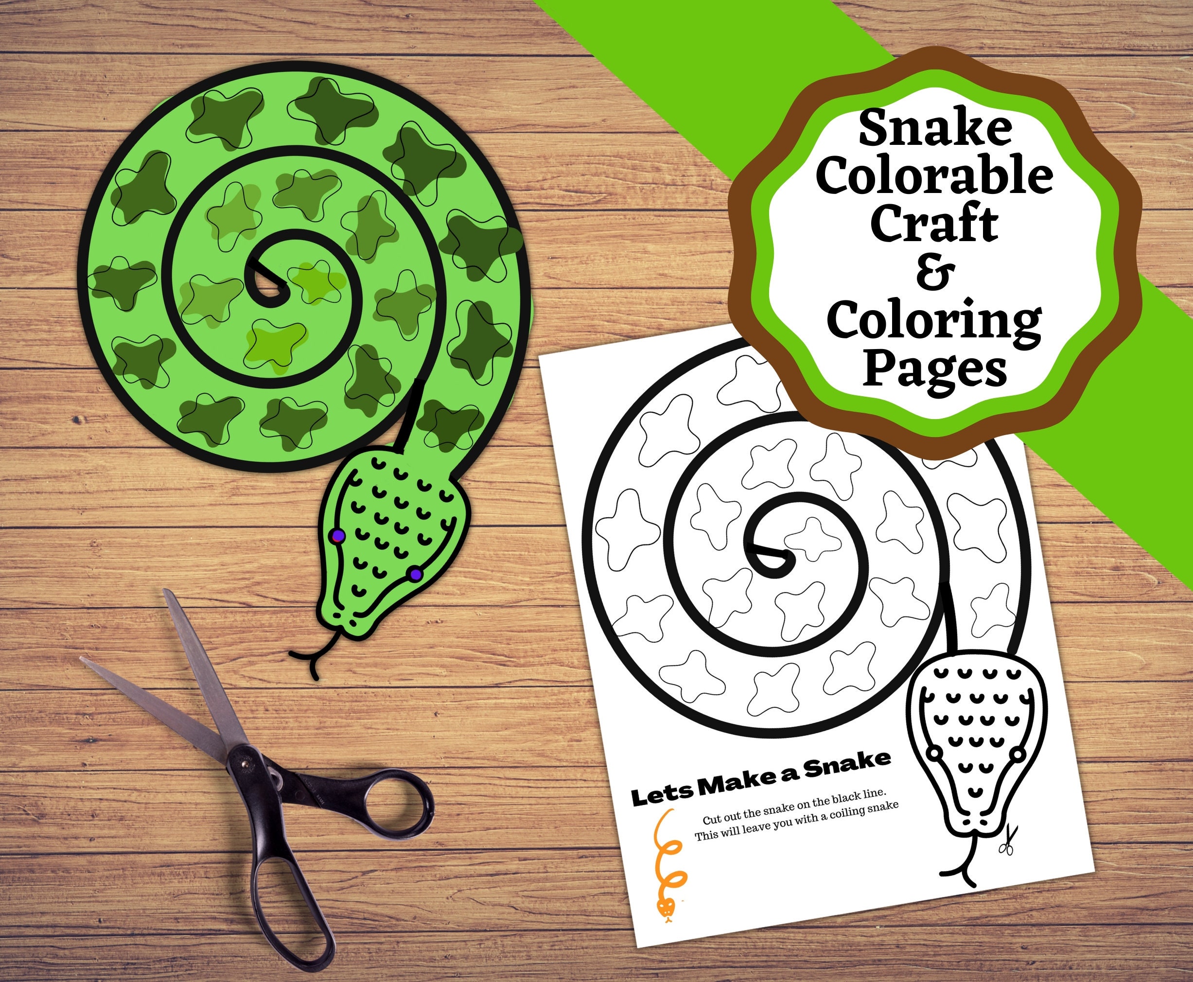 Printable colorable snake craft and snake coloring pages color and cut out your own snake