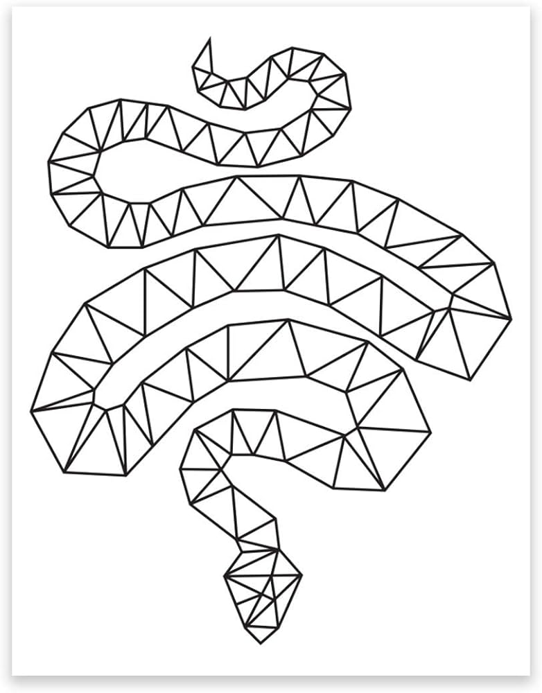 Andaz press geometric origami wall art collection black and white minimalist print snake x