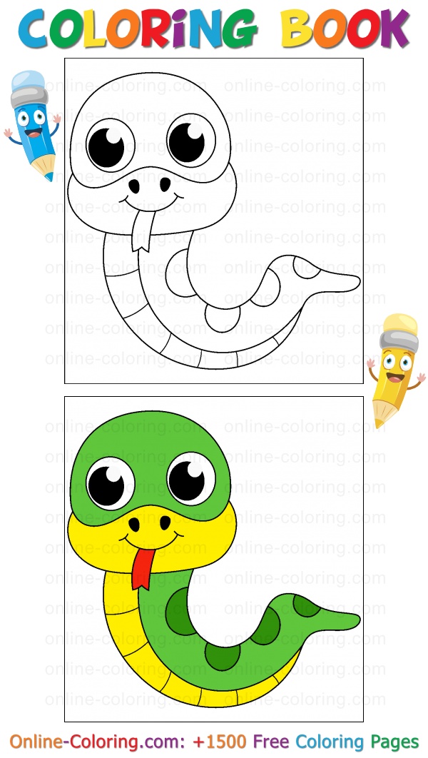 Cartoon snake free online coloring page