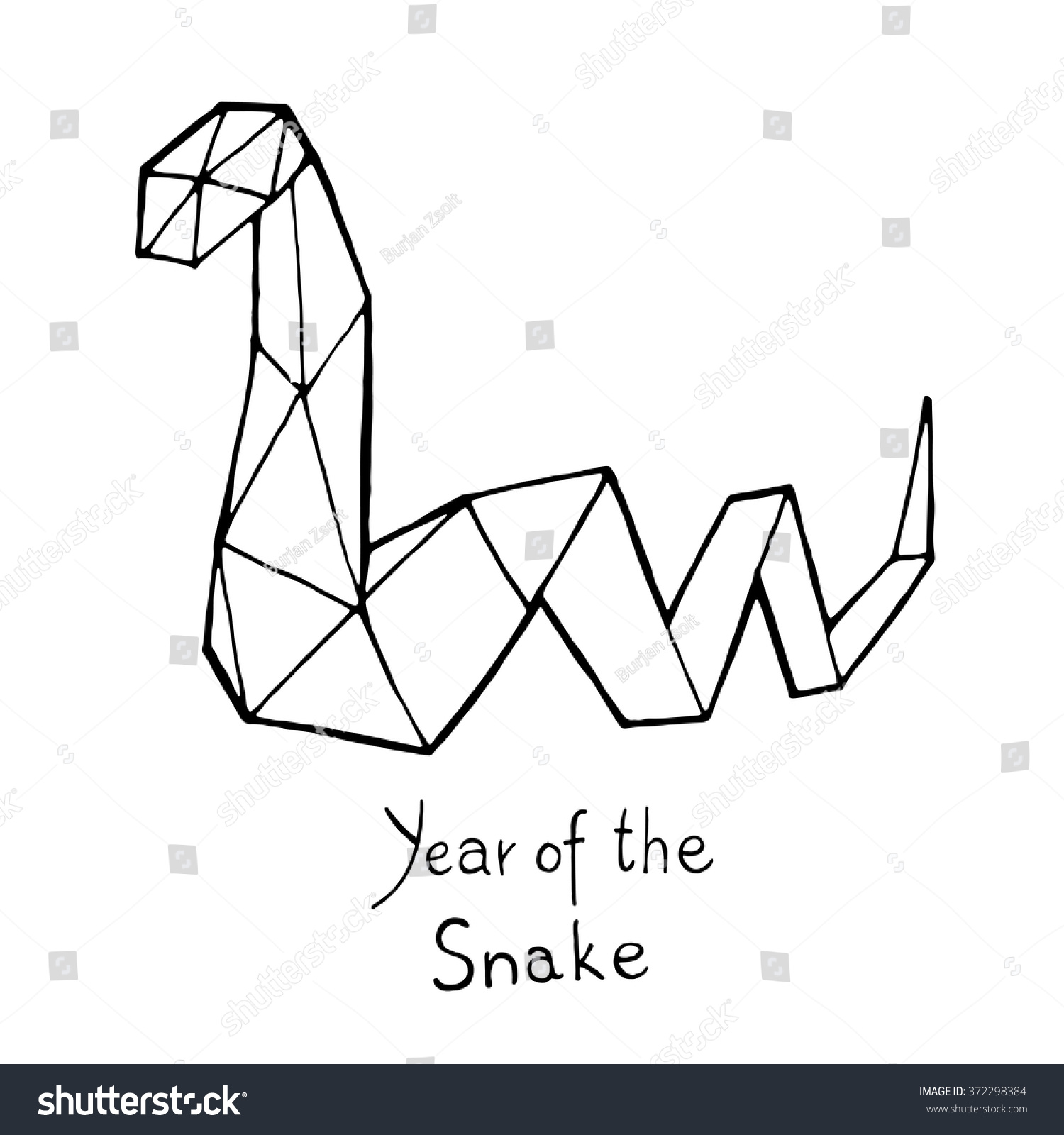 Snake origami chinese zodiac hand drawn stock vector royalty free