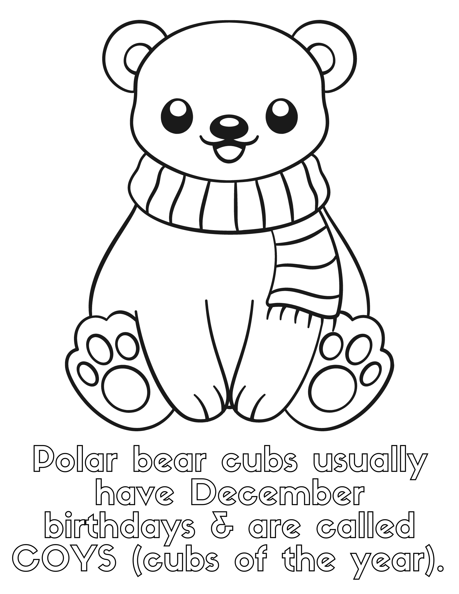 Free polar bear coloring pages for kids and adults