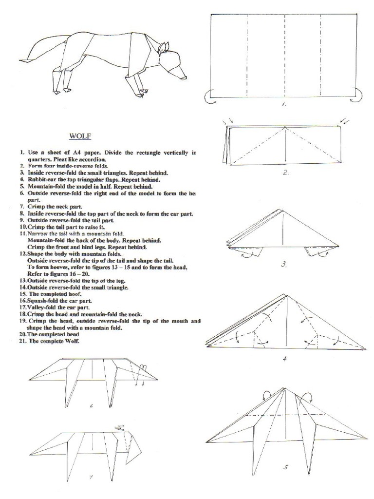 Origami wolf pdf printing materials paper art