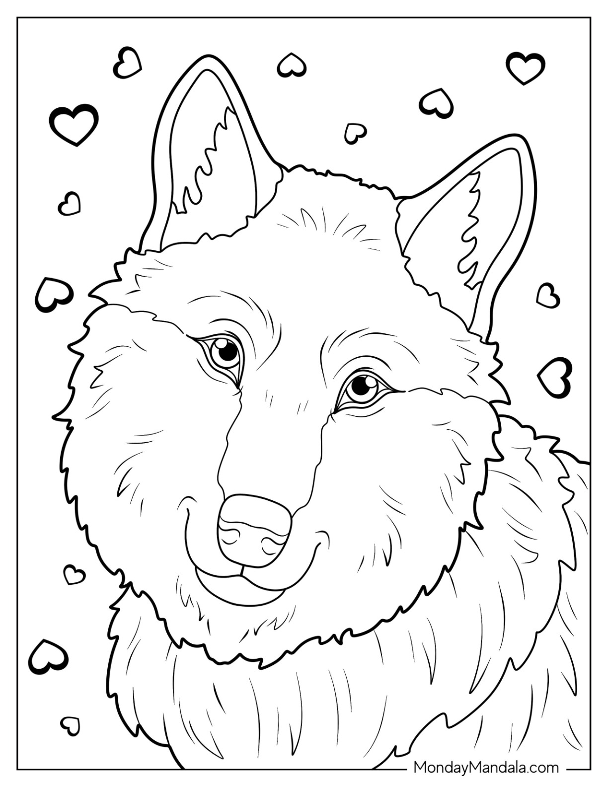 Wolf coloring pages free pdf printables