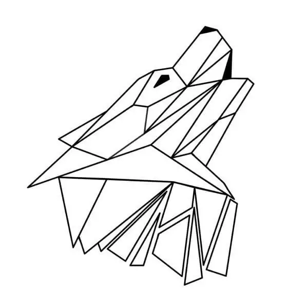 Origami wolf coloring page