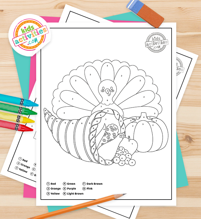 Color by number thanksgiving coloring pages kids activities blog